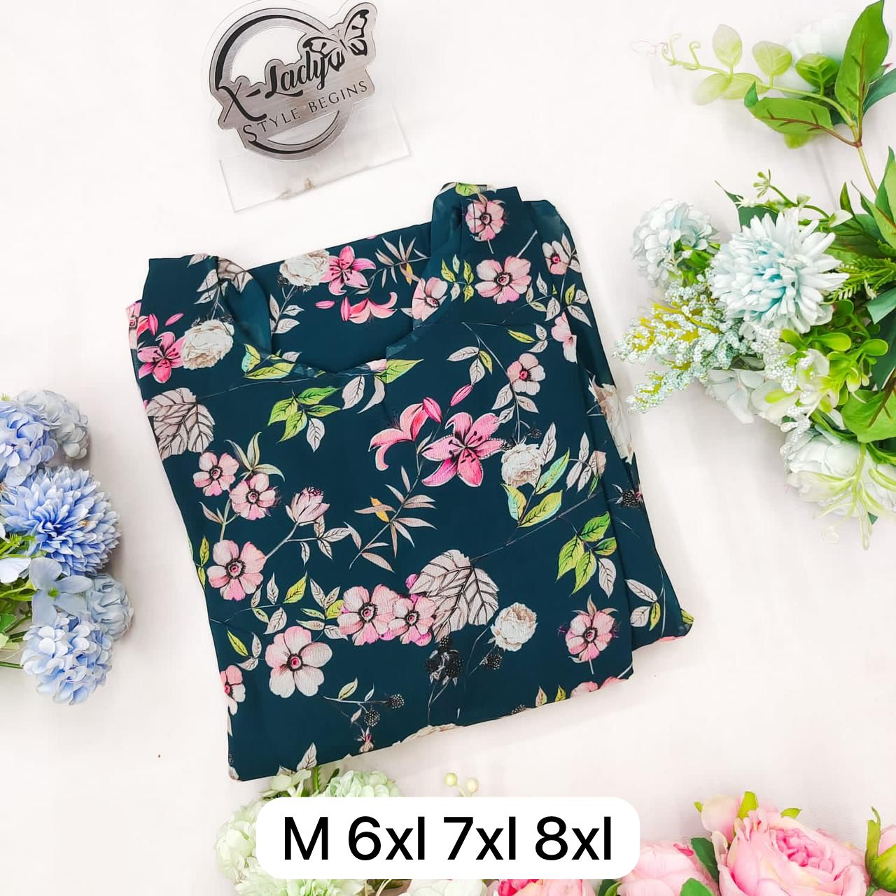 Beautiful Designer Party Wear Midi Printed Georgette Dress