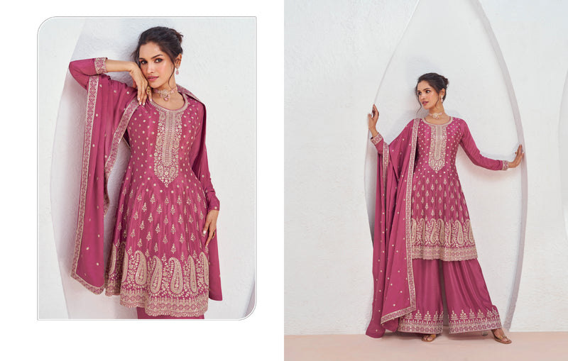 Designer Occasion Wear Latest Premium Chinnon Silk Anarkali Style Salwar Suit