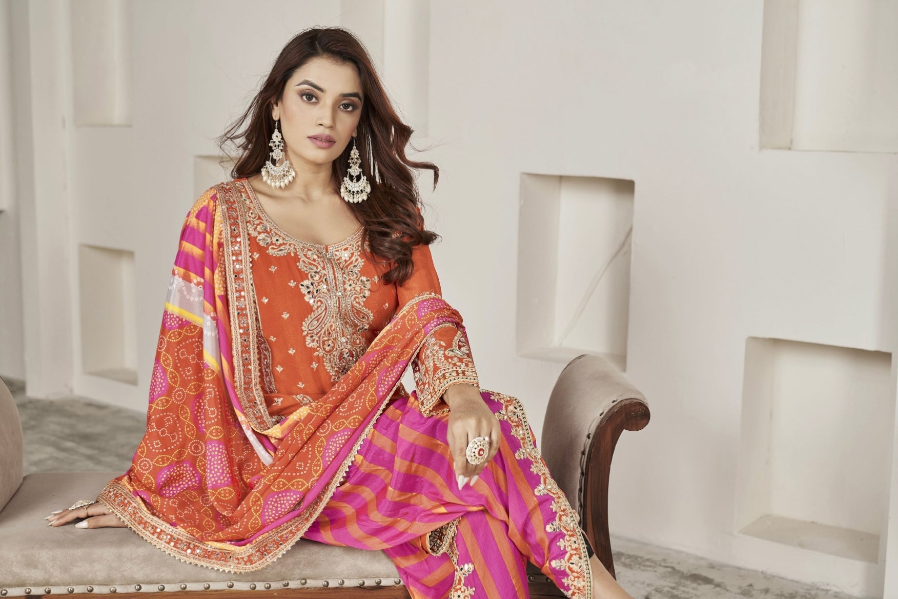 Designer Occasion Wear Handmade Mirror Work Salwar Suit