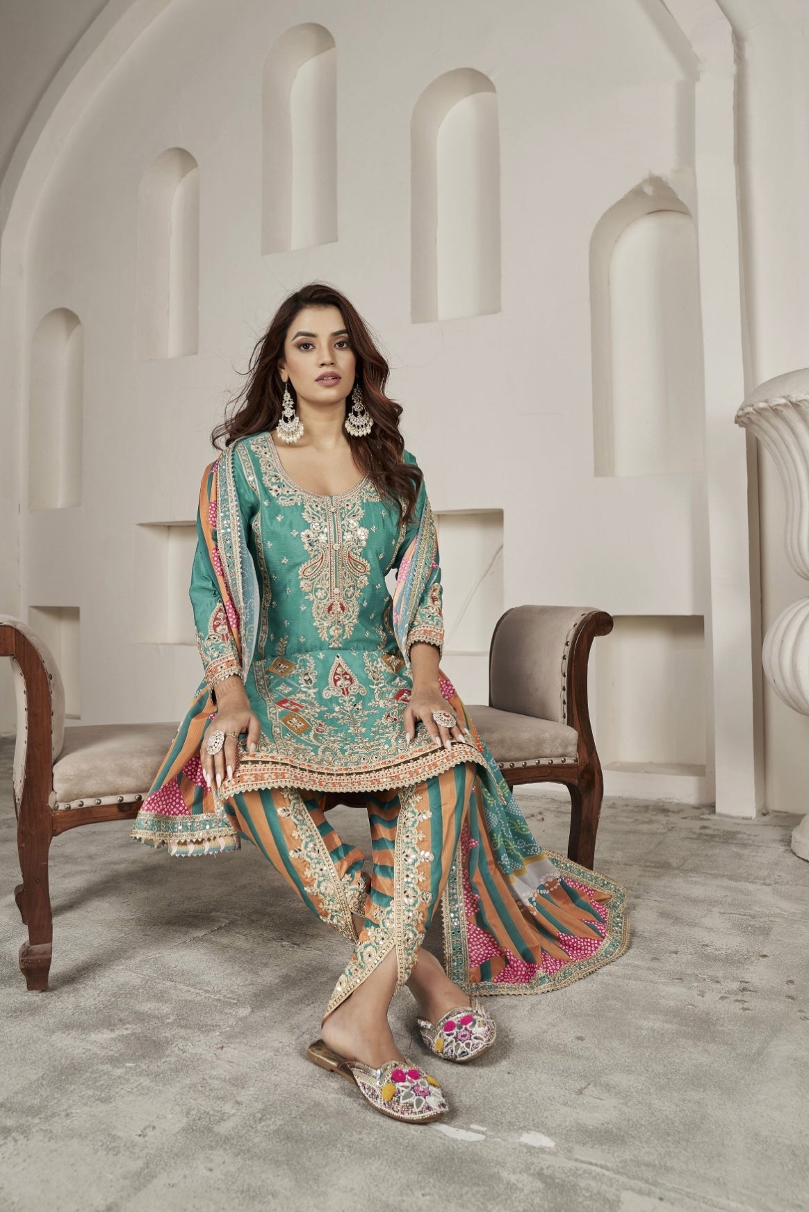 Designer Occasion Wear Handmade Mirror Work Salwar Suit