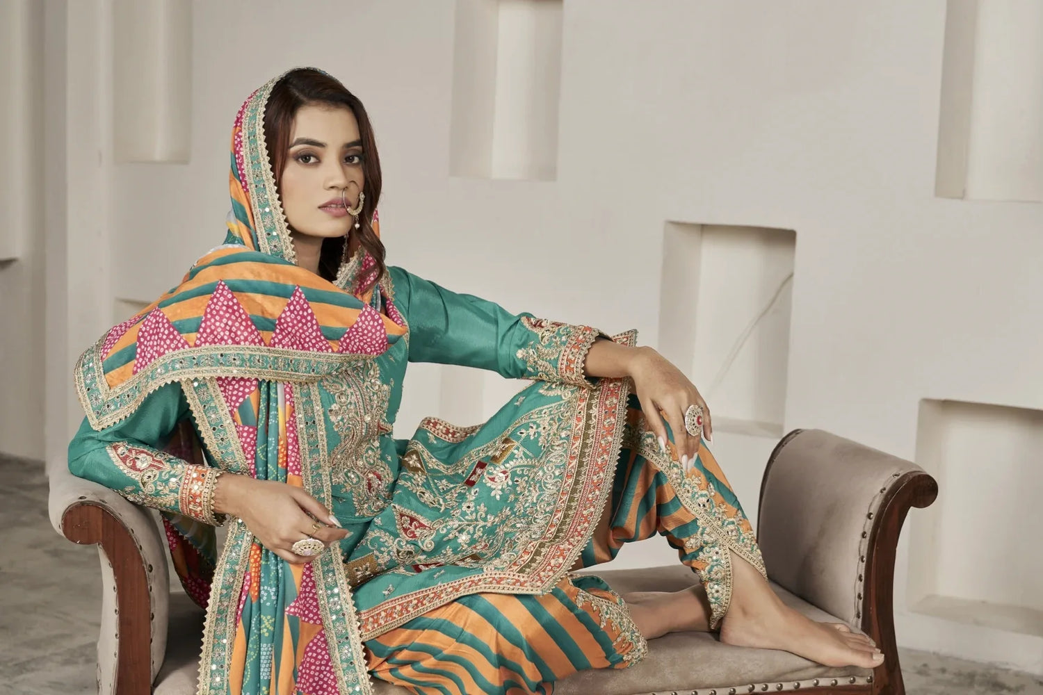 Designer Occasion Wear Handmade Mirror Work Salwar Suit