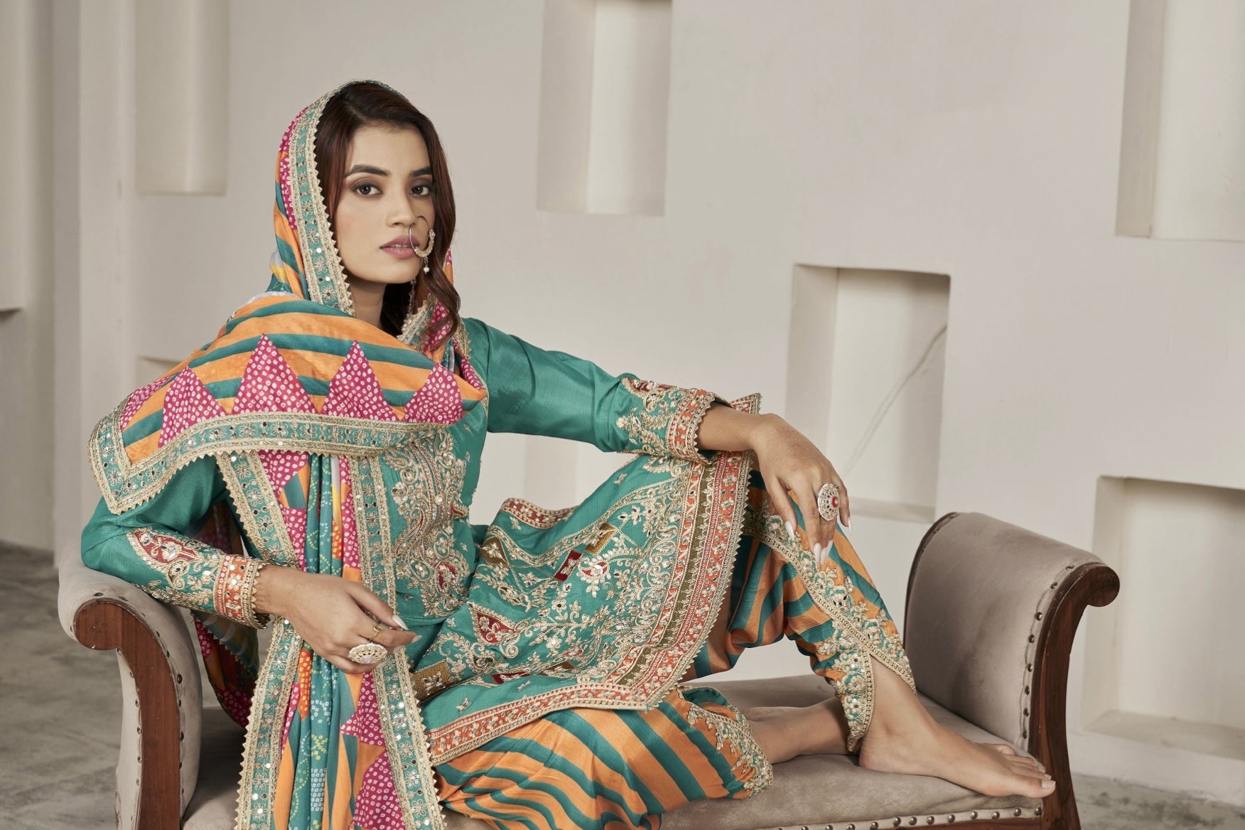 Designer Occasion Wear Handmade Mirror Work Salwar Suit