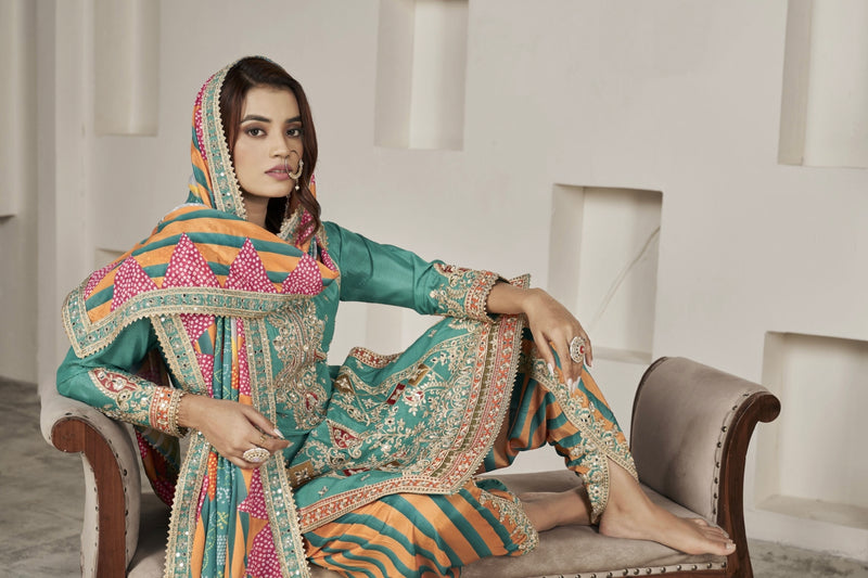 Designer Occasion Wear Handmade Mirror Work Salwar Suit