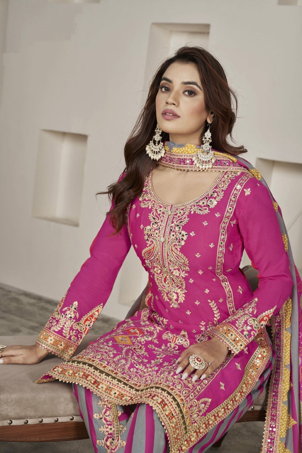 Designer Occasion Wear Handmade Mirror Work Salwar Suit