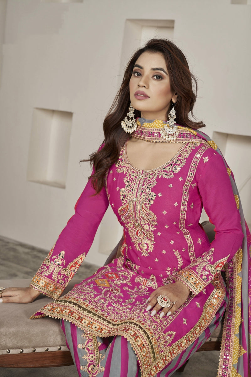 Designer Occasion Wear Handmade Mirror Work Salwar Suit