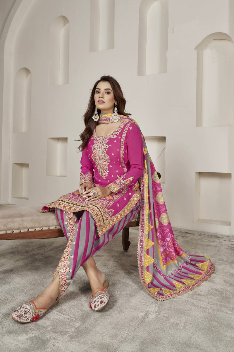 Designer Occasion Wear Handmade Mirror Work Salwar Suit