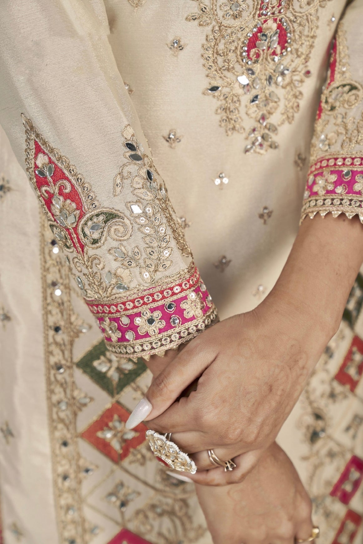 Designer Occasion Wear Handmade Mirror Work Salwar Suit