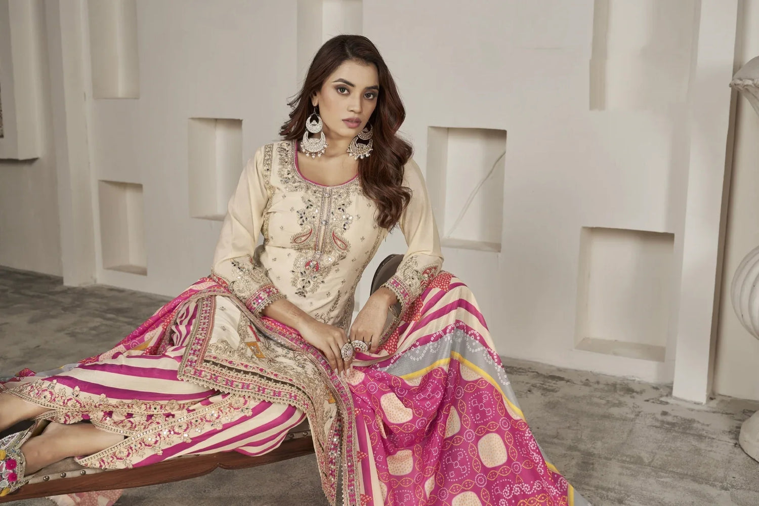 Designer Occasion Wear Handmade Mirror Work Salwar Suit