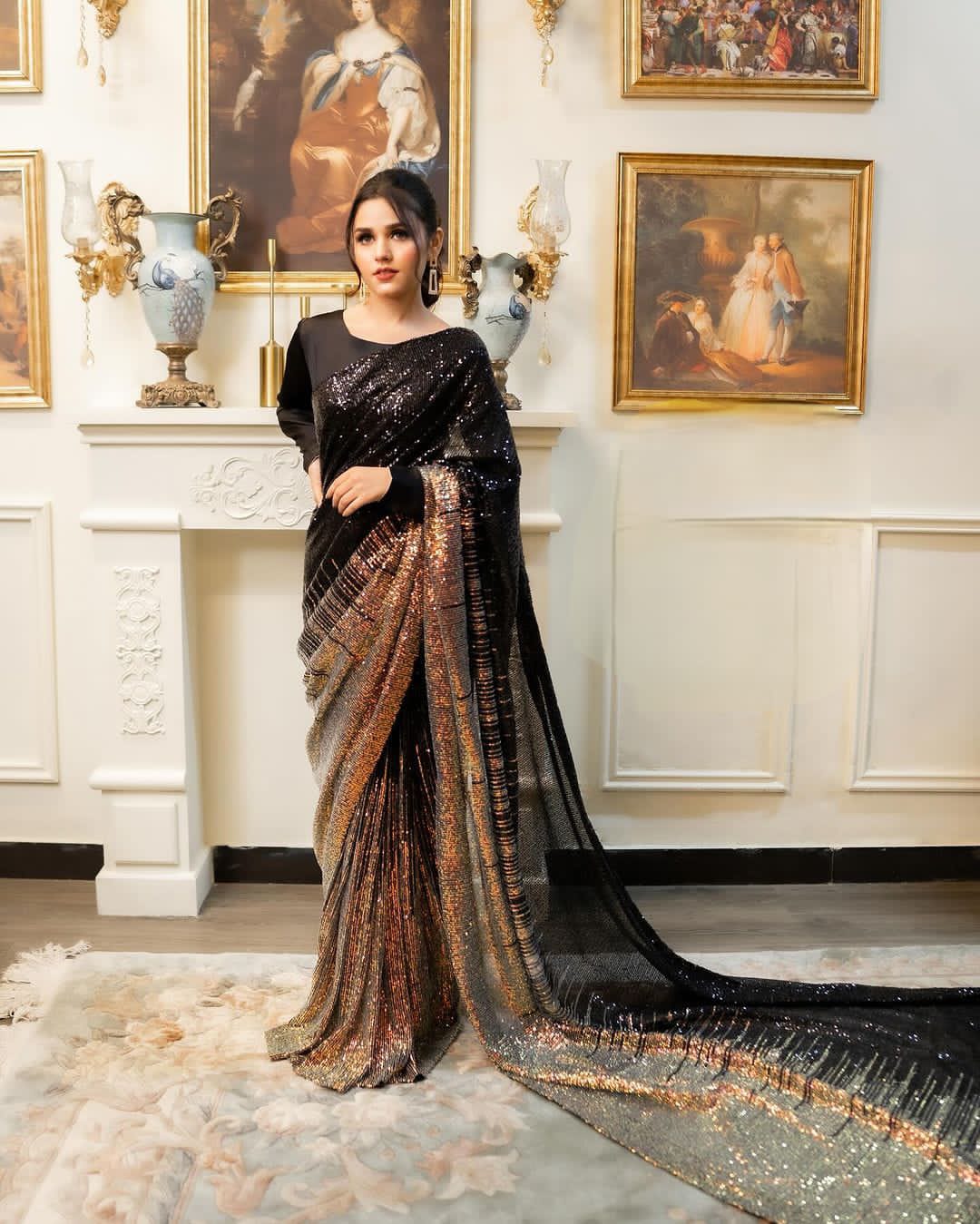 Beautiful Designer Party Wear Georgette  Sequence Saree