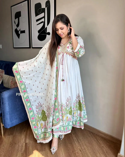 Beautiful Designer Summer Special Muslin Alia Cut Suit Salwar Suit