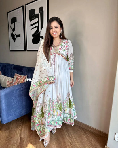 Beautiful Designer Summer Special Muslin Alia Cut Suit Salwar Suit
