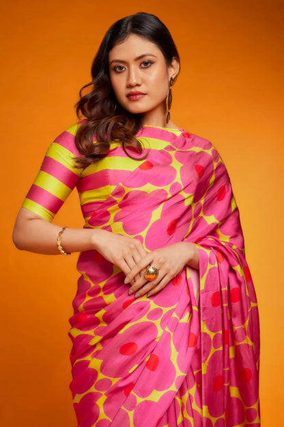 Beautiful Designer Pure Soft Satin Saree