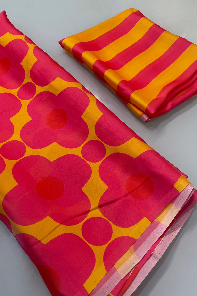 Beautiful Designer Pure Soft Satin Saree