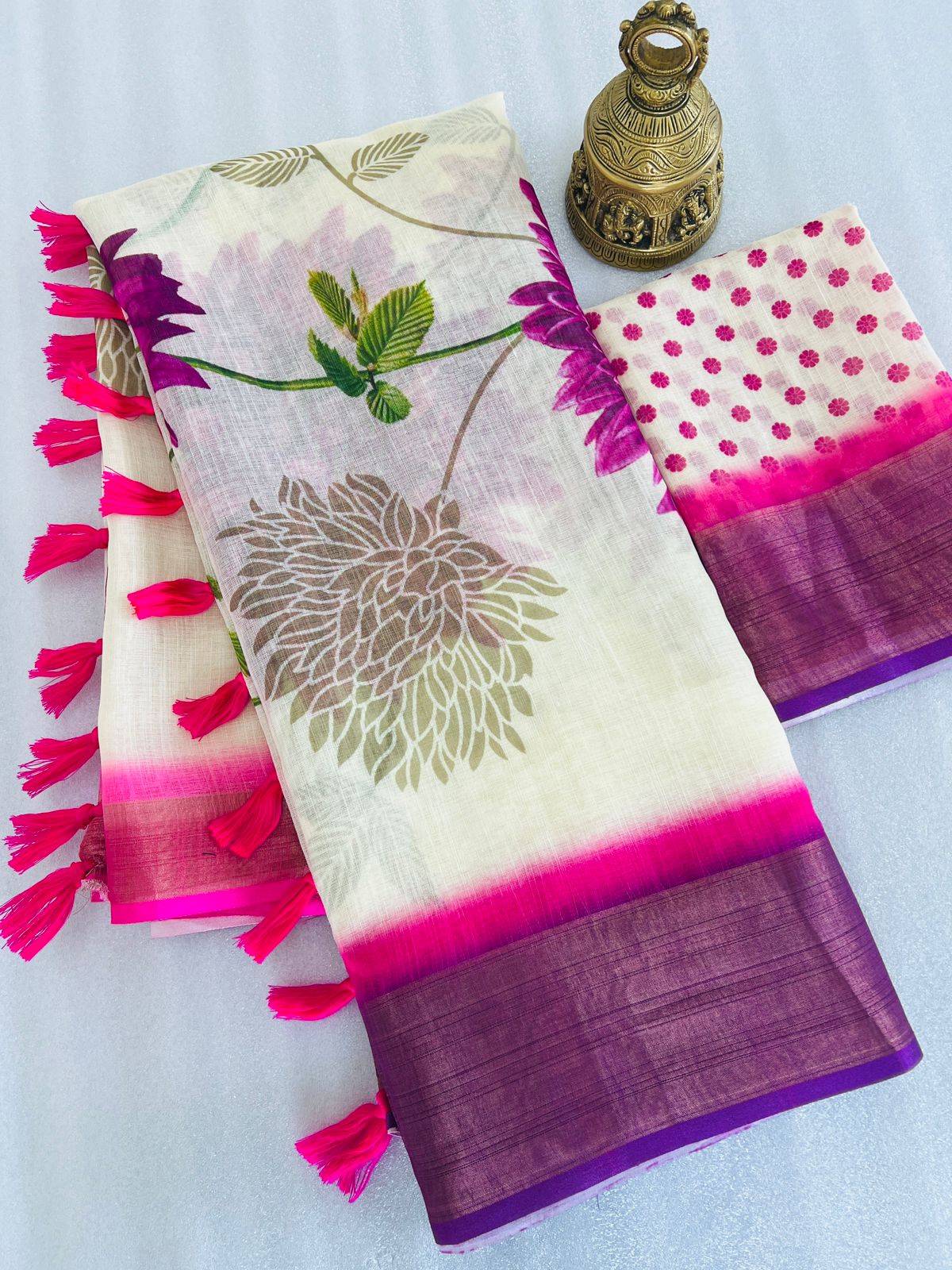 Beautiful Designer Party Wear Soft Linen Saree