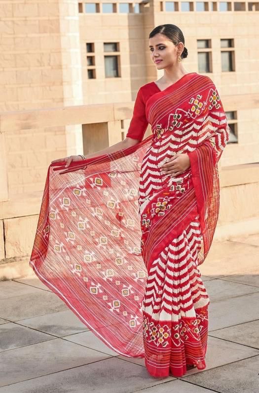Beautiful Designer Party Wear Plain Linen Saree