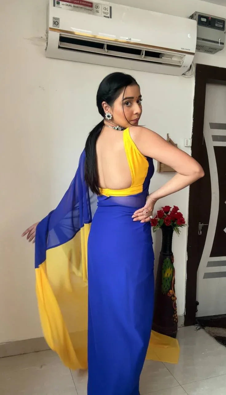 Beautiful Designer Party Wear Soft Gorgette Saree