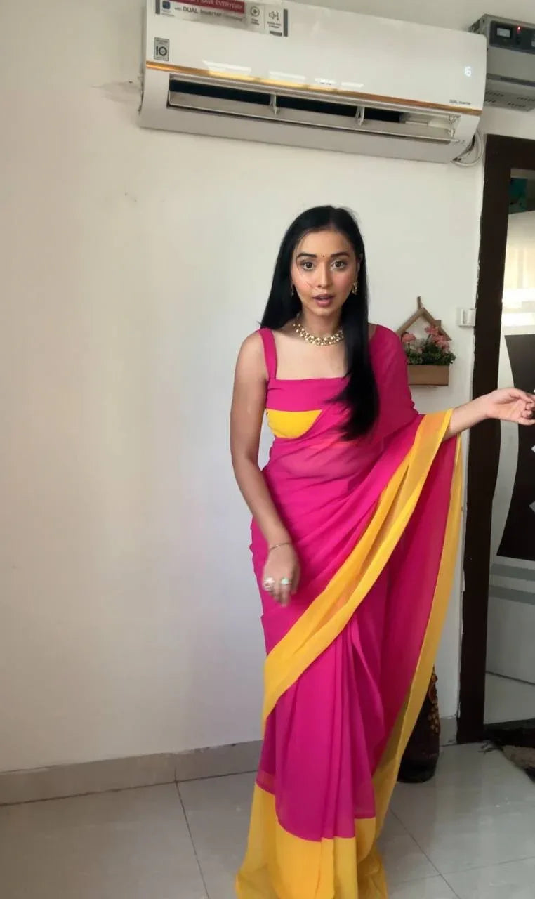 Beautiful Designer Party Wear Soft Gorgette Saree