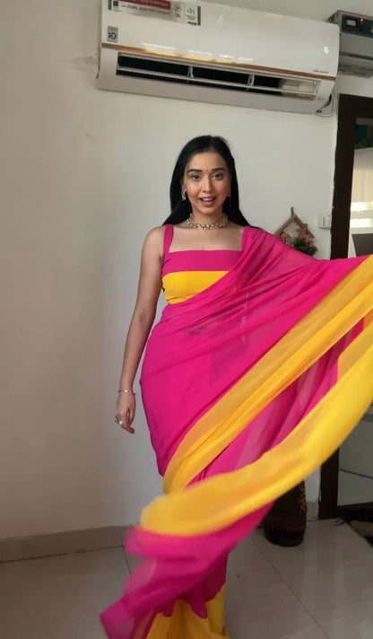 Beautiful Designer Party Wear Soft Gorgette Saree