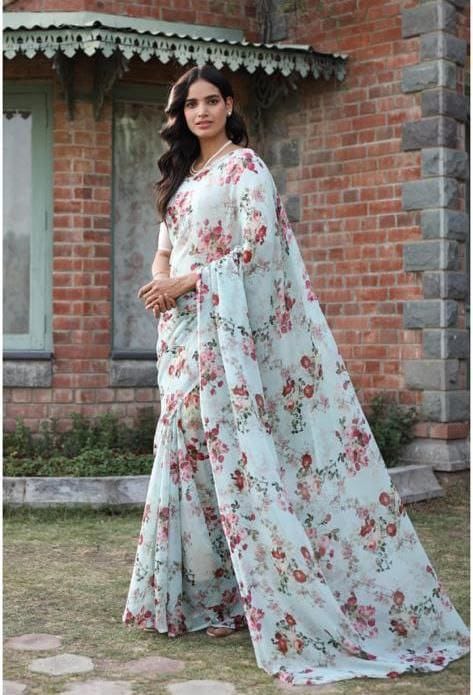 Beautiful Designer Party Wear Soft Gorgette Saree