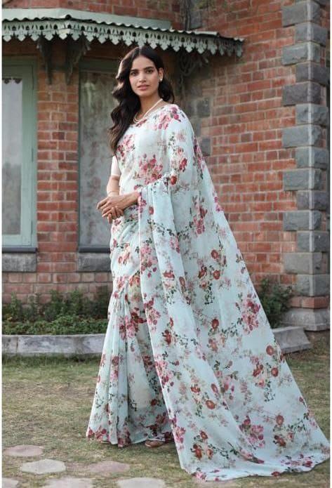 Beautiful Designer Party Wear Soft Gorgette Saree