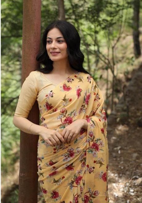 Beautiful Designer Party Wear Soft Gorgette Saree