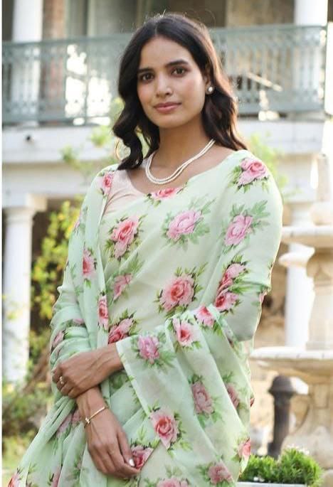 Beautiful Designer Party Wear Soft Gorgette Saree