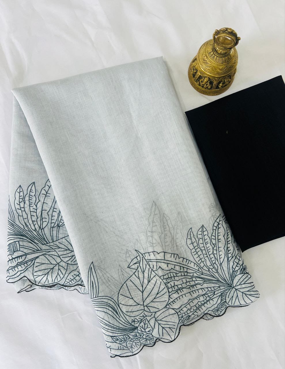 Beautiful Designer Party Wear Plain Linen Saree