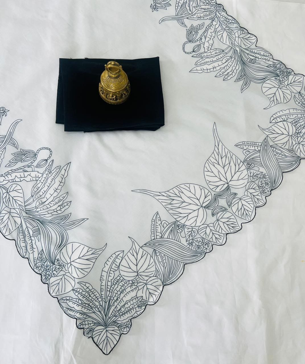 Beautiful Designer Party Wear Plain Linen Saree