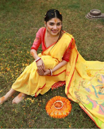 Beautiful Designer Party Wear Plain Linen Saree