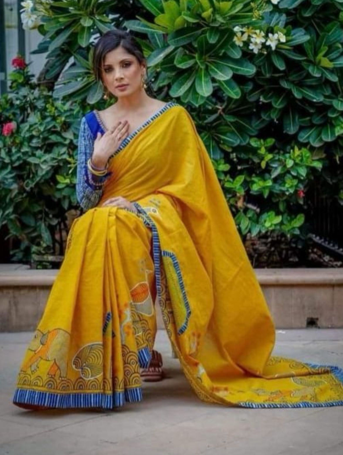 Beautiful Designer Party Wear Plain Linen Saree