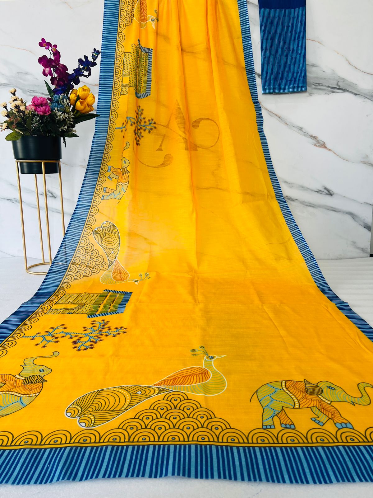 Beautiful Designer Party Wear Plain Linen Saree