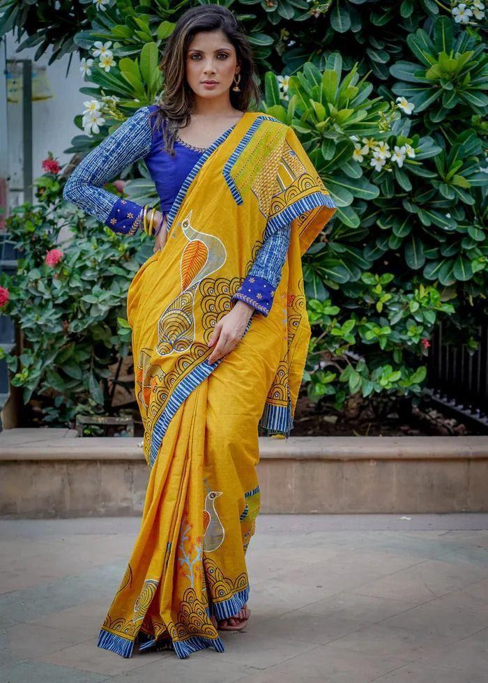 Beautiful Designer Party Wear Plain Linen Saree