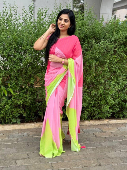 Beautiful Designer Party Wear Soft Gorgette Saree