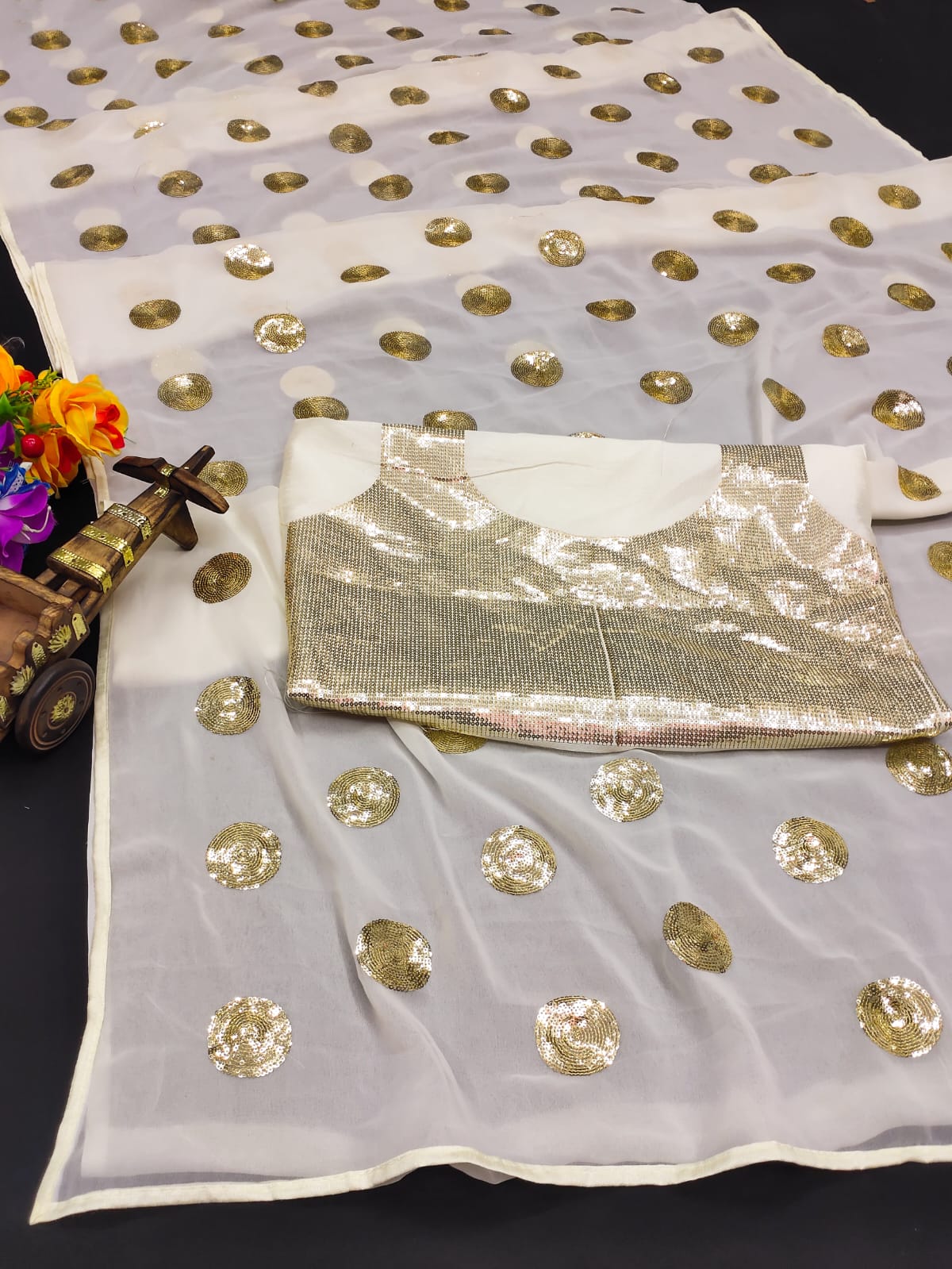 Beautiful Designer Party Wear Soft Gorgette Saree