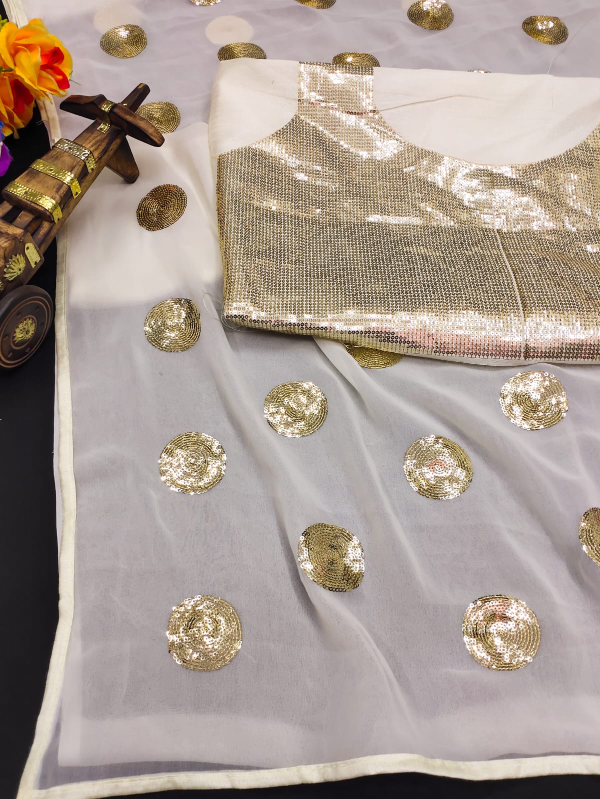 Beautiful Designer Party Wear Soft Gorgette Saree