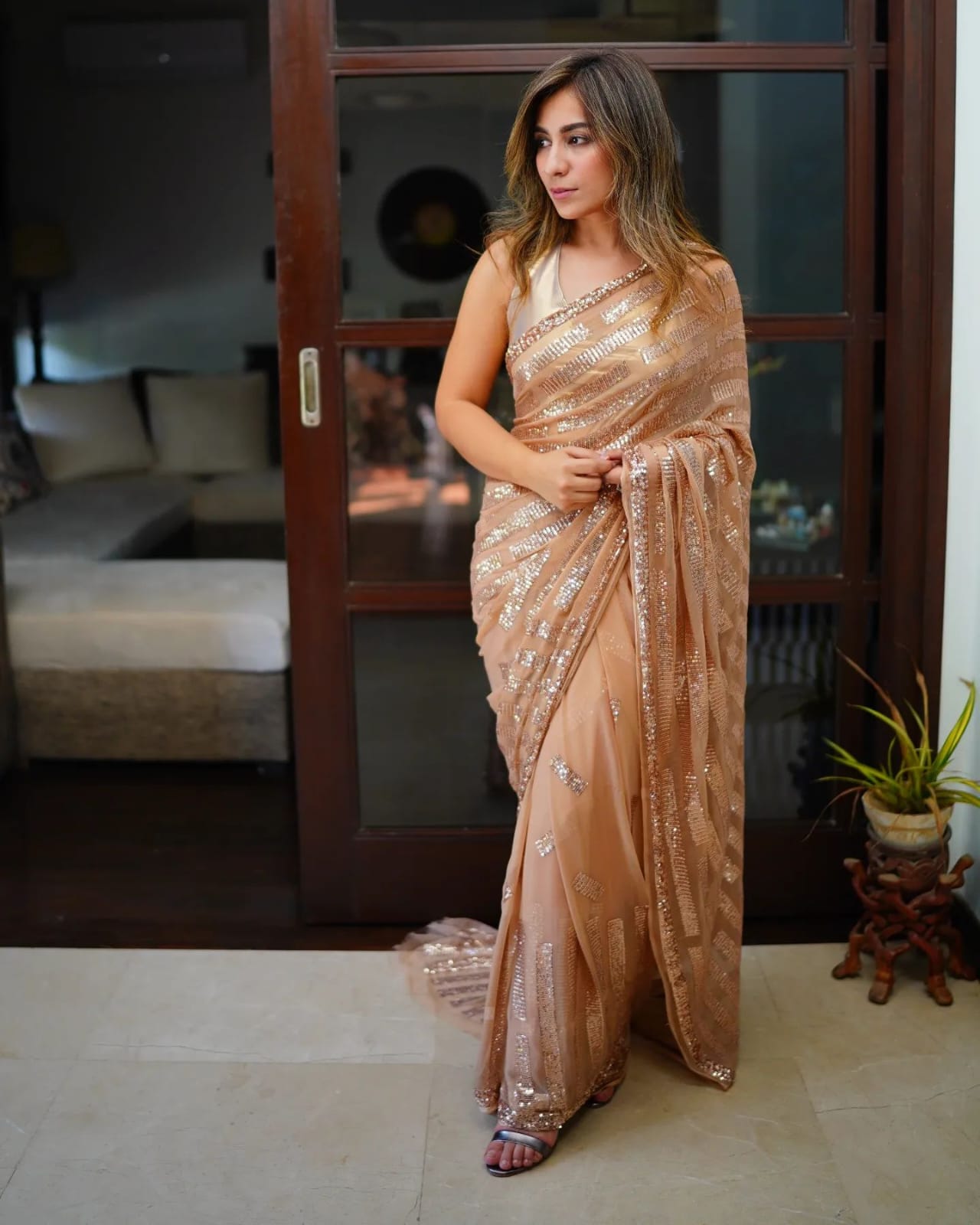 Beautiful Designer Party Wear Soft Gorgette Saree