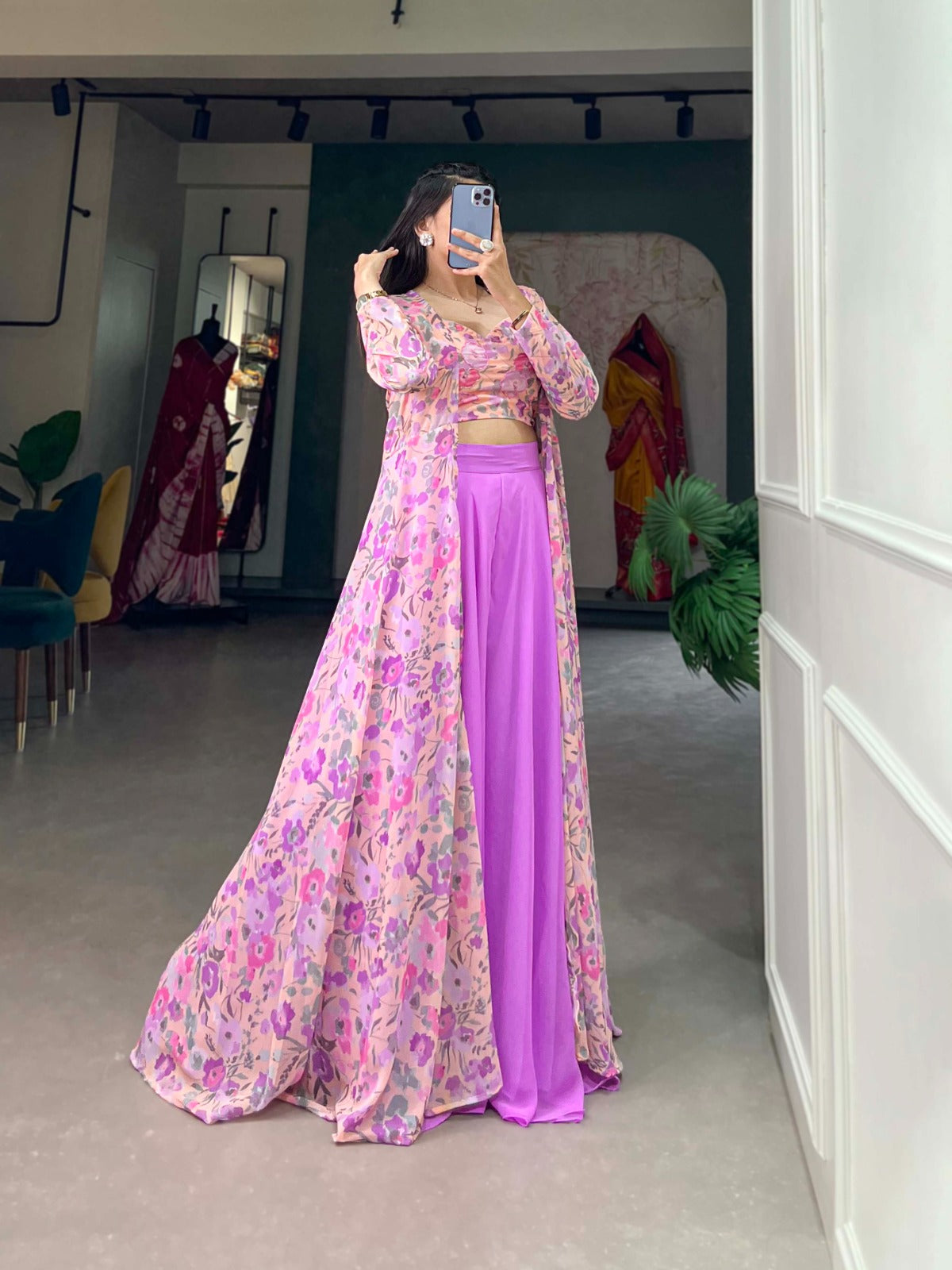 Beautiful Designer Summer Special Plazo With Shrug Salwar Suit