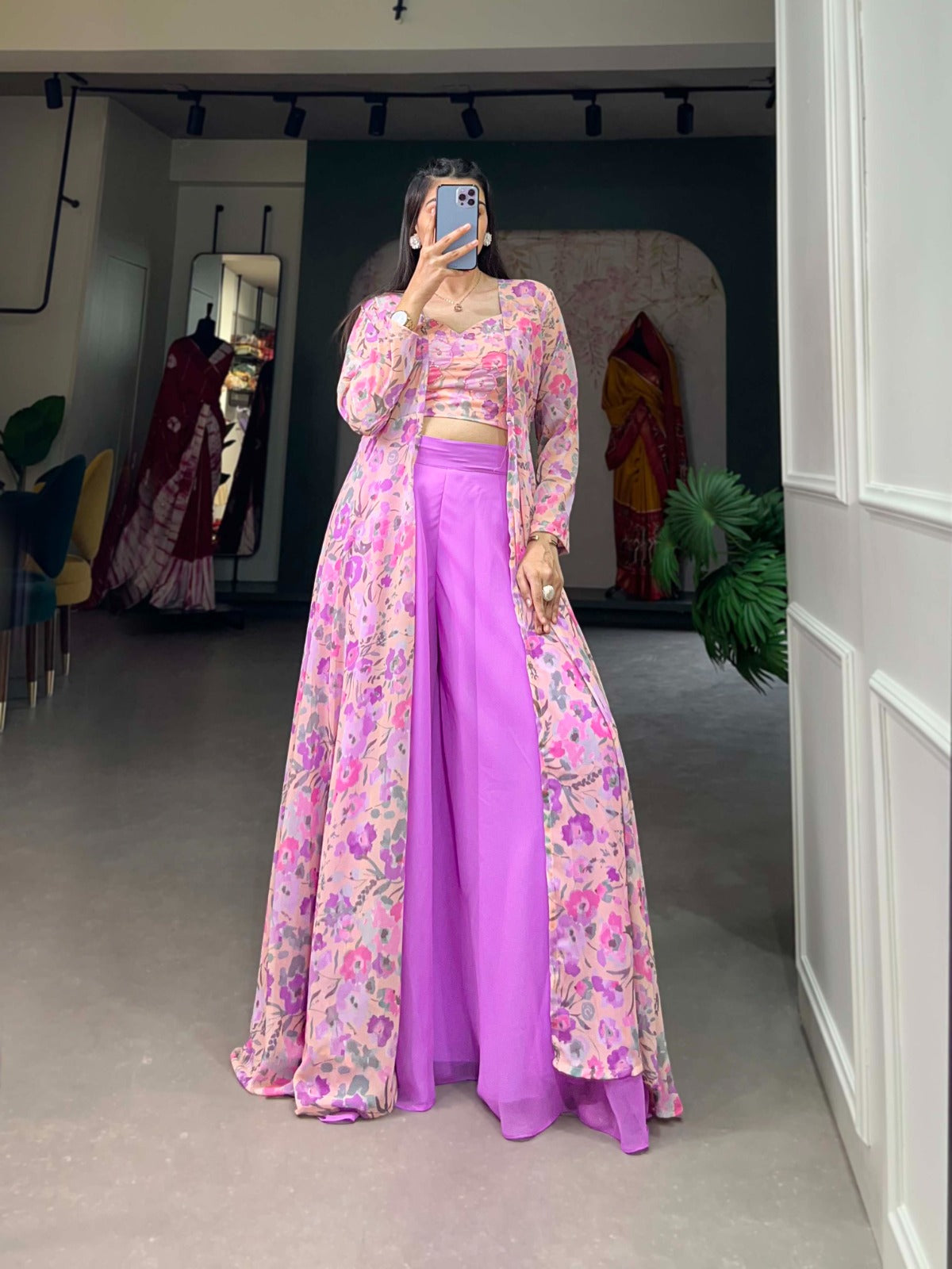 Beautiful Designer Summer Special Plazo With Shrug Salwar Suit