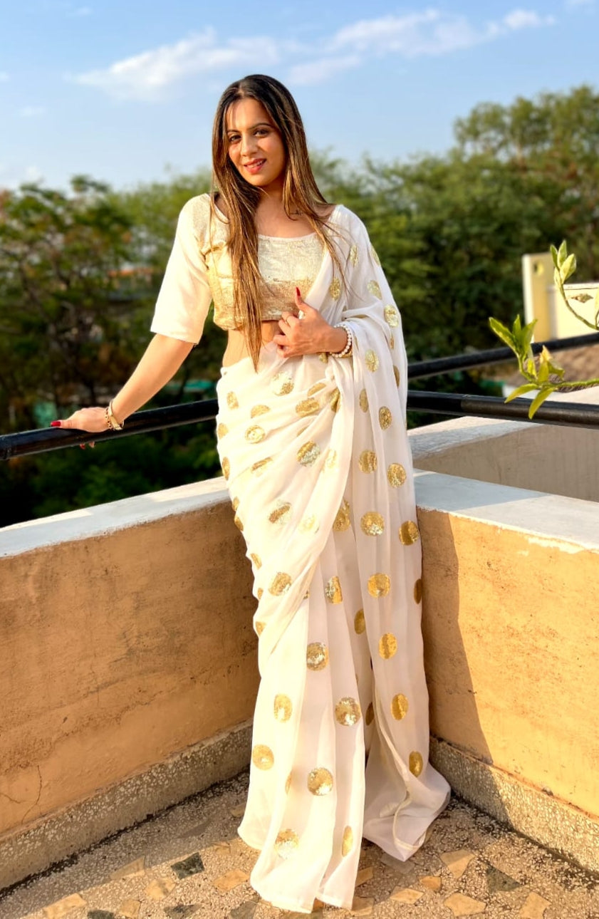 Beautiful Designer Party Wear Soft Gorgette Saree