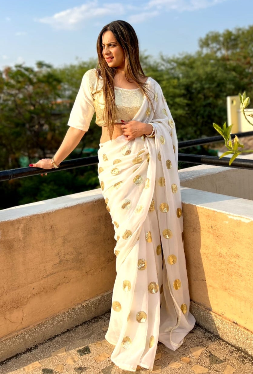 Beautiful Designer Party Wear Soft Gorgette Saree