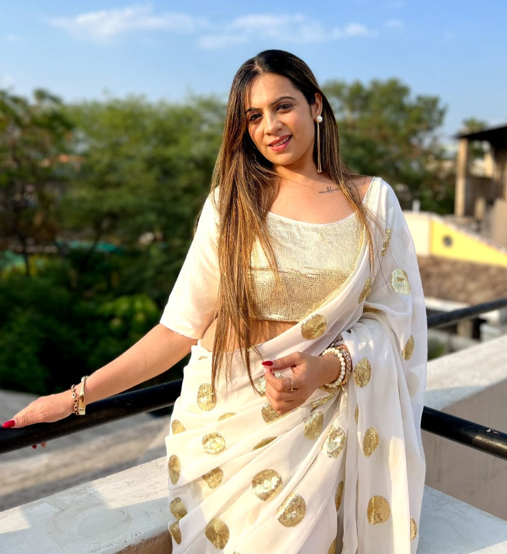 Beautiful Designer Party Wear Soft Gorgette Saree