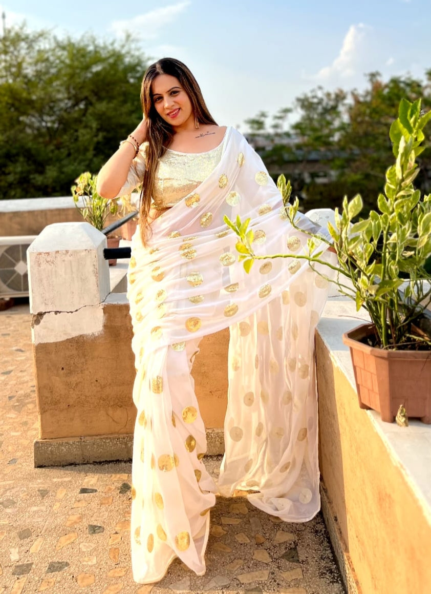 Beautiful Designer Party Wear Soft Gorgette Saree