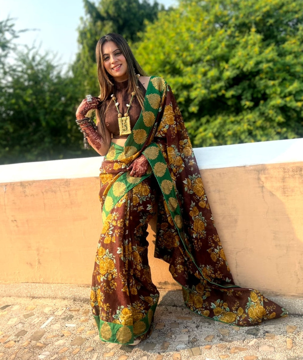 Beautiful Designer Party Wear Printed Manipuri Silk Saree