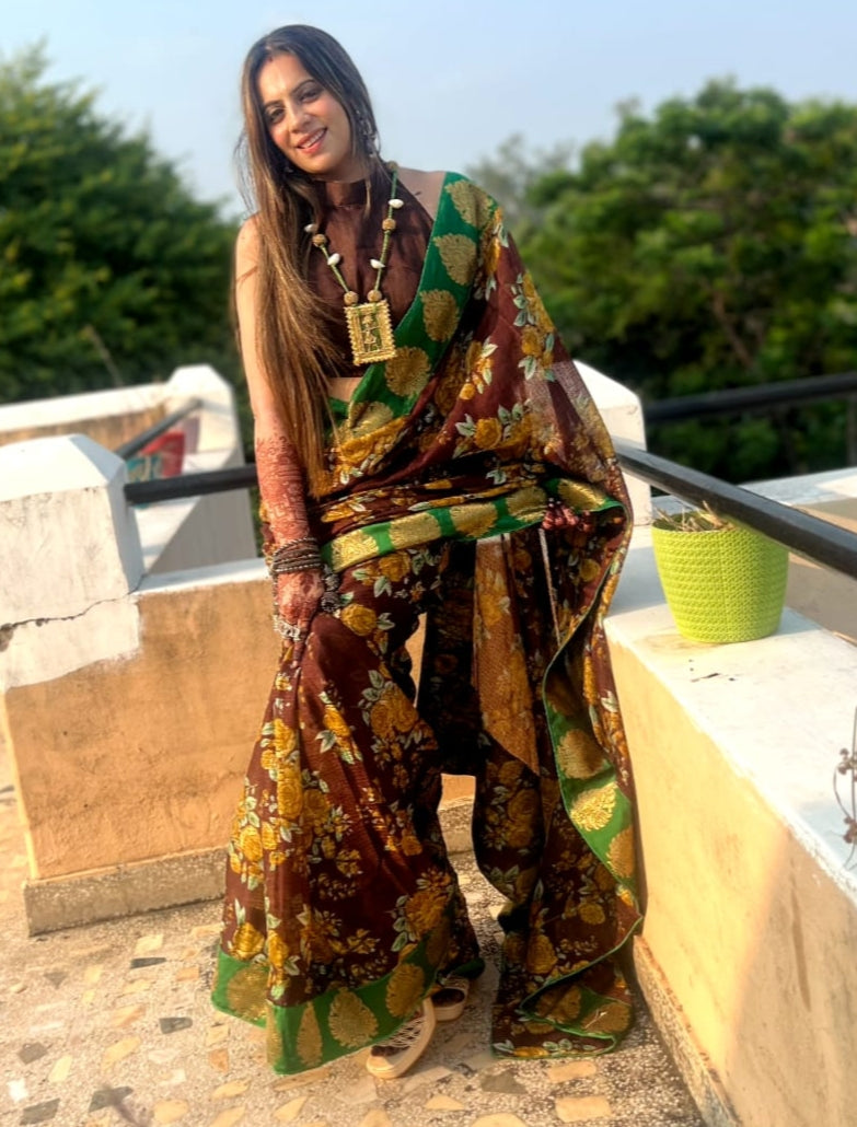 Beautiful Designer Party Wear Printed Manipuri Silk Saree