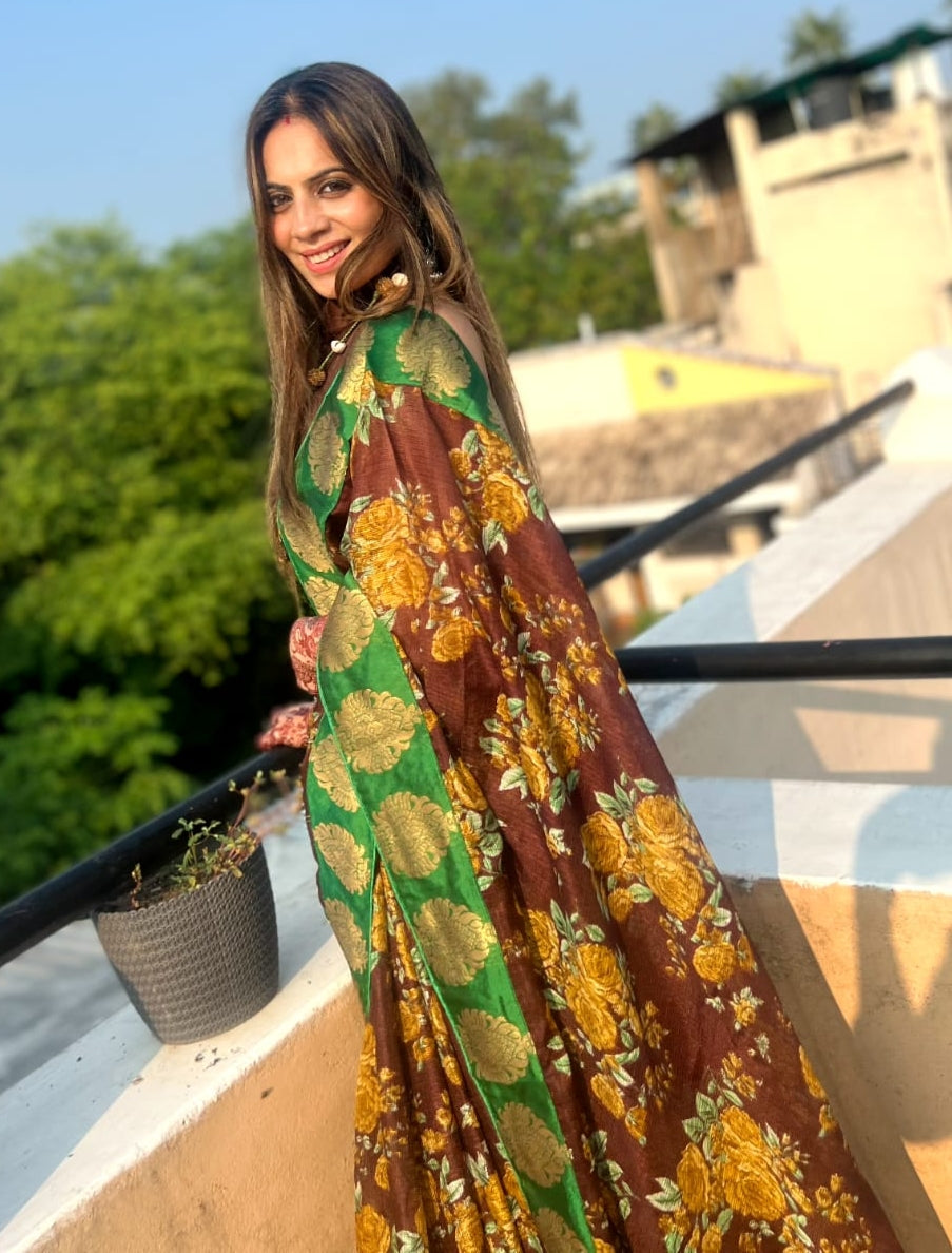 Beautiful Designer Party Wear Printed Manipuri Silk Saree