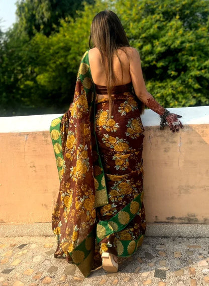 Beautiful Designer Party Wear Printed Manipuri Silk Saree