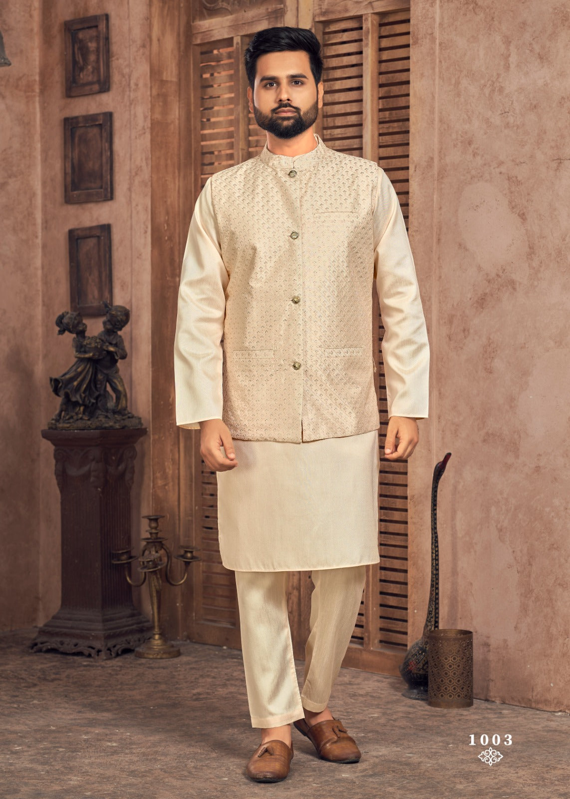 Beautiful Party Wear Banglori Silk Kurta Pajama With Koti Jacket