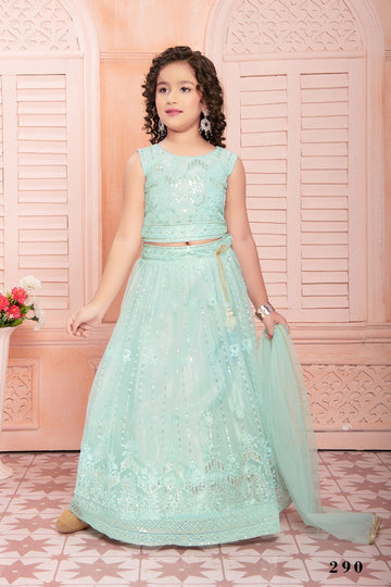 Beautiful Designer Party Wear Kid's Soft Net Plazo Dress