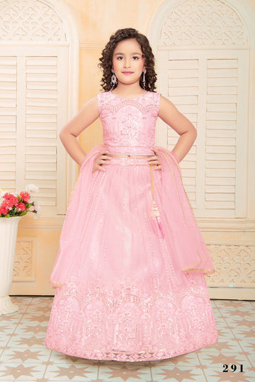 Beautiful Designer Party Wear Kid's Soft Net Plazo Dress