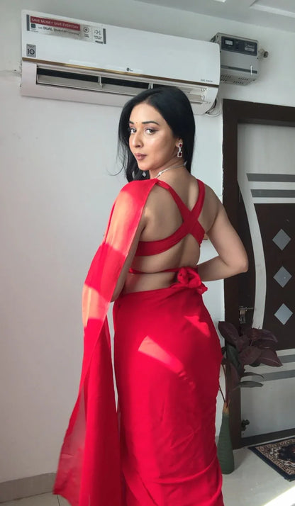 Beautiful Designer Pure Soft Georgette Ready to Wear Saree